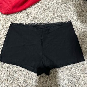 Black Lace Trim Shorts